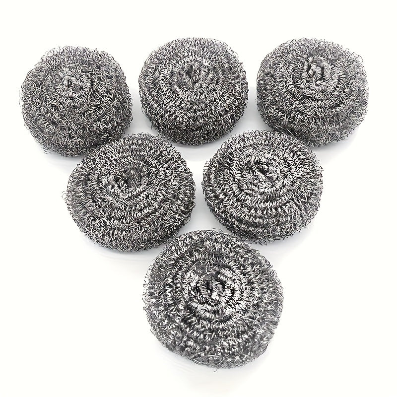 TEMU 6pcs Set Of Stainless Steel Scrub Balls - Reusable, Non-scratch Cleaning Balls Suitable For Dishwashing And Cookware - Ideal For Kitchens,