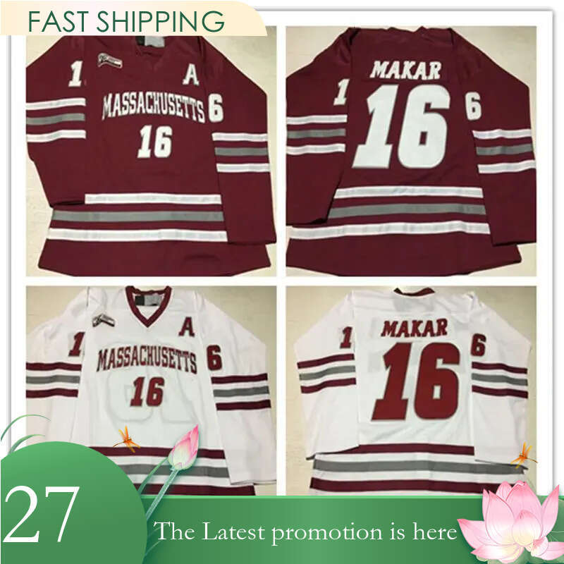 Top Custom NCAA 16 Cale Makar Massachusetts Minutemen Hockey Jersey UMass 35 Year East Jerseys Wine Red White Any Name Number