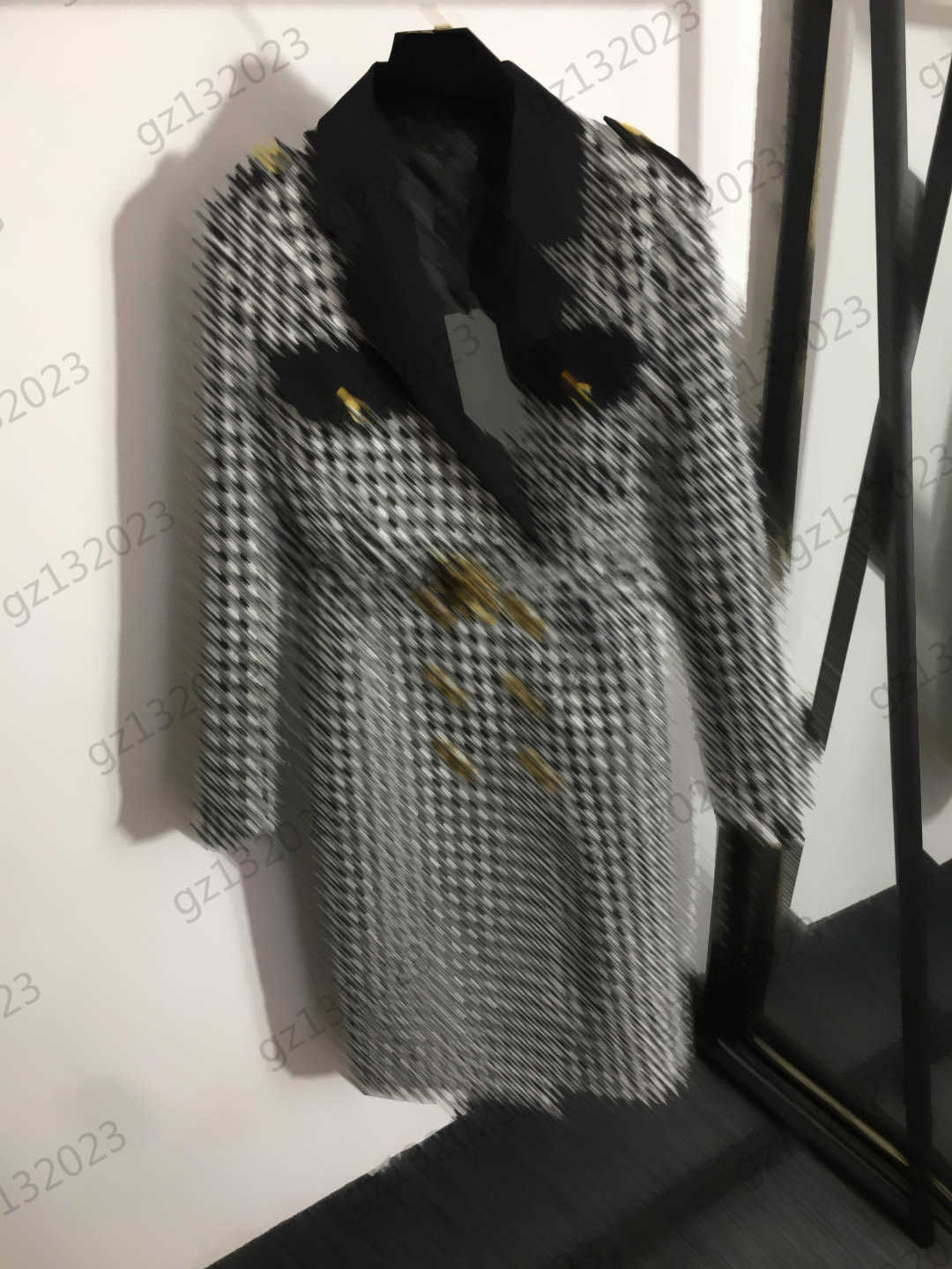 Womens Wool Blends Coat Custom Button Plaid Lapel Wool Coats Metal Belt Slim Long Sleeves Suit Dress Outerwear Designer Brand Retro Style Women Appa