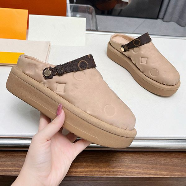 Designer Nylon Aspen Platform Clog 1AD3I distinctive pattern puffy effect Ideal for year round wear womens clog sandals sheepskin lining fas