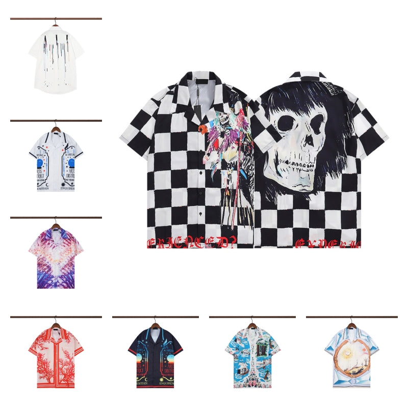 LUXURY Designers Shirts Men&#039;s Fashion Tiger Letter V silk bowling shirt Casual Shirts Men Slim Fit Short Sleeve Dress Shirt Asian size M-3XL 82