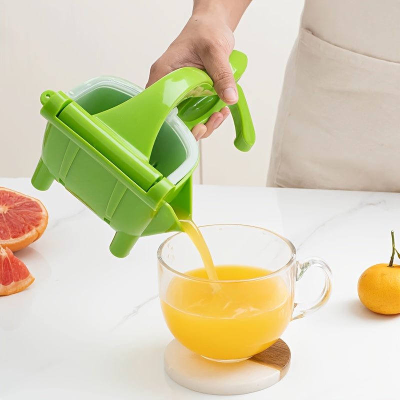 TEMU 1pc Manual Citrus Juicer - Heavy-duty Plastic Hand Press With Ergonomic Handle & Spout, Portable Juicer For Lemon, Orange, Lime, Grapefruit - No
