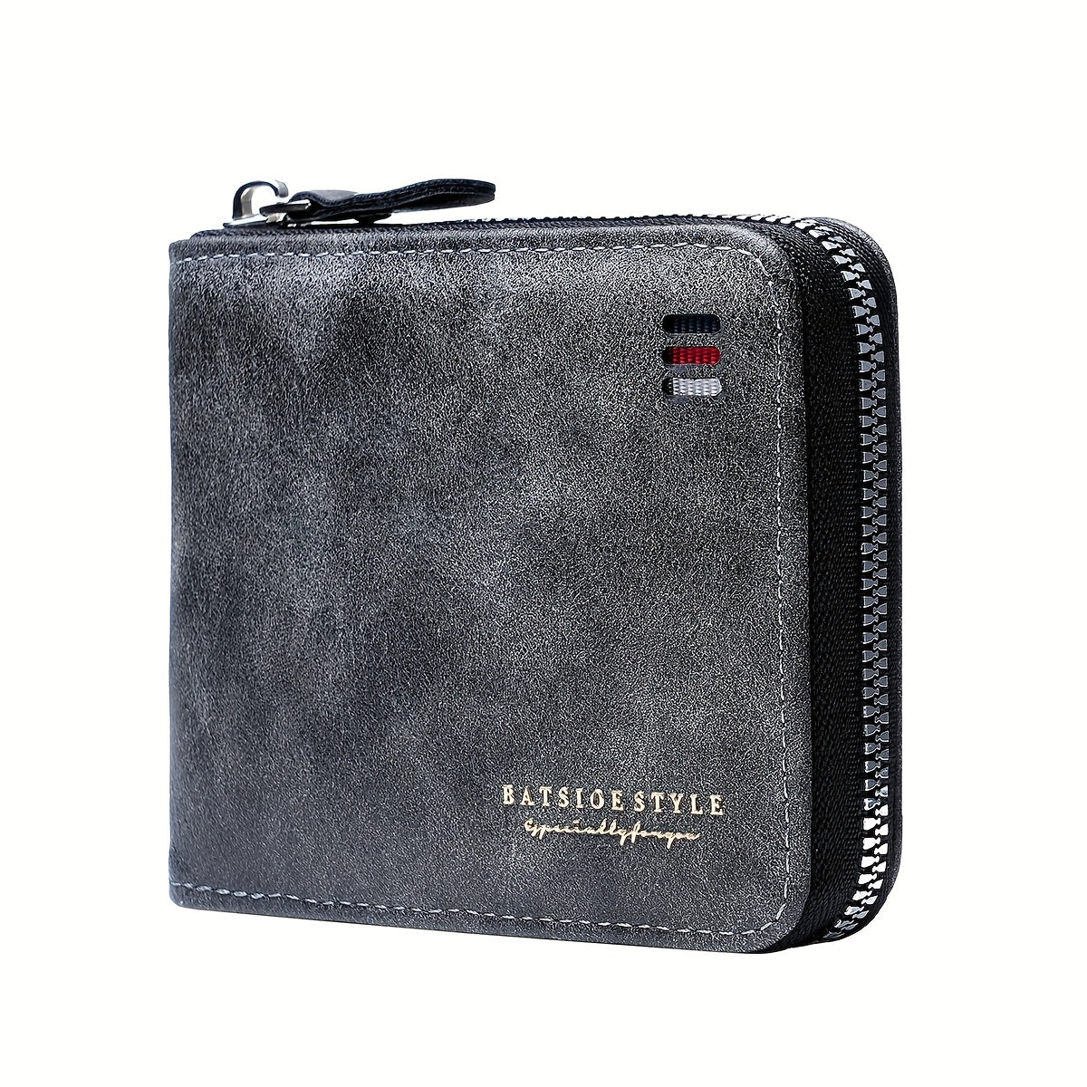 TEMU Vintage Style Men's Wallet - Leather Short Bi-fold Design With Zipper Coin Pocket, Multiple Card Slots & Spacious Credit Card Holder Classic