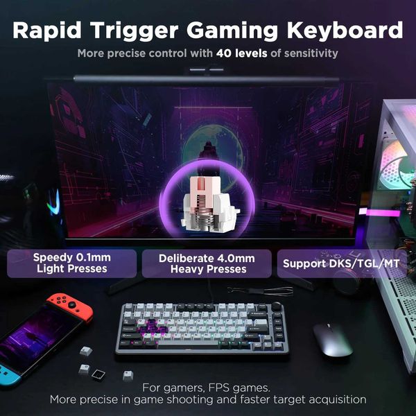 Keyboards YUNZII RT75 Rapid Trigger Gaming Keyboard Hyper Fast Magnetic Switch USB Mechanical Keyboards for Gamers RGB 75% Keyboard z250120