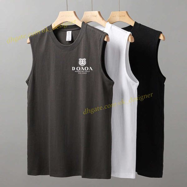 Camisetas masculinas de designer de luxo, colete de ombro masculino para roupas de fitness de outono e inverno combinadas com um colete e um