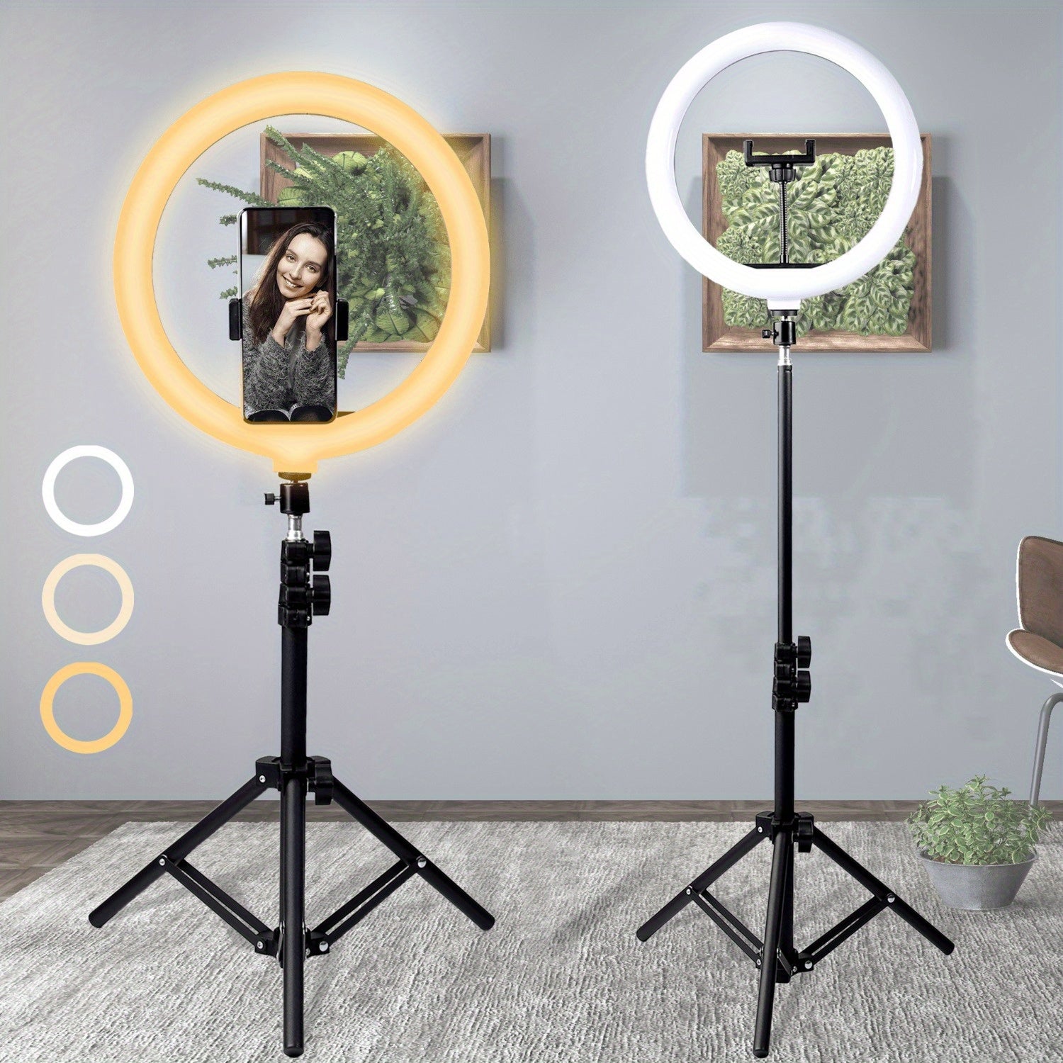 TEMU Zomei 10-inch With Adjustable Tripod (43.3 Inches) & Phone Stand, Usb Powered, Ideal For Makeup, Gaming, Live Streaming - No Battery Needed,