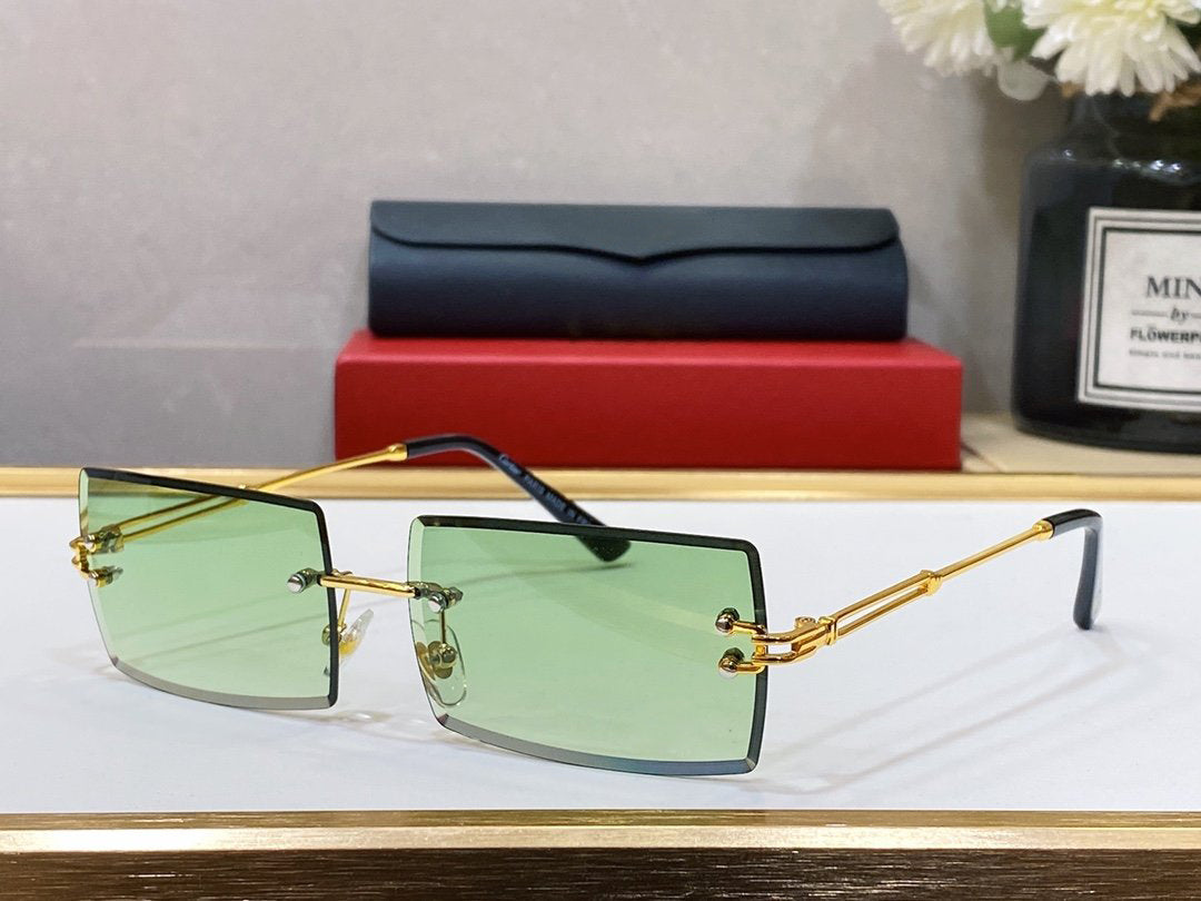 Luxury Sunglasses Designer Women Man Metal Hollow out Texture Mirror Frame Unique Oversized Big Green Sun Glasses Fashion Polarized Eyeglasses Gafas