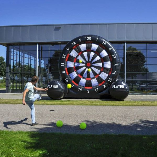 Free ship to door outdoor sport games inflatable soccer dart board,oxford cloth single side inflatables shoot ball boards game