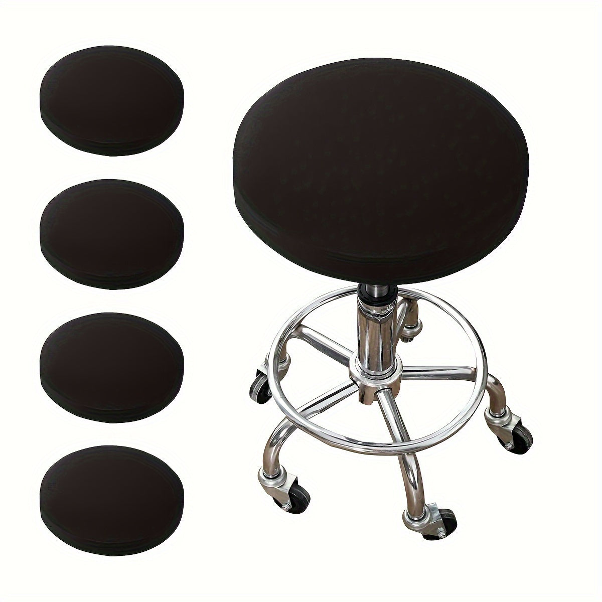 TEMU Set Of 4-6 Fabric Home Bedroom Dining Chair Round Stool Chair Cover, Kitchen Stool Covers, Covers For Bar Stools, Bar Stool Round Seat Cover,