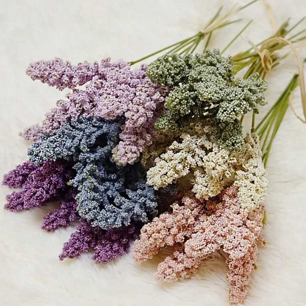 6Pcs-Pack Artificial Vanilla Mini Foam Berry Spike Artificial wers Bouquet for Home Plant Wall Decoration Cereals Plant HeapT250111
