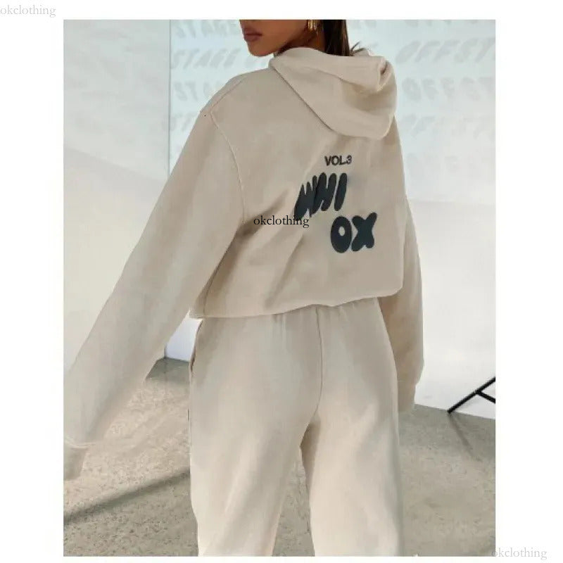 2025 Fashion Whitefoxsweatshirt Set New Hoodie Tracksuit Sets Clothing Set Women Spring Autumn Winter Fashionable Sporty Long Sleeved Ebb Fallow 760