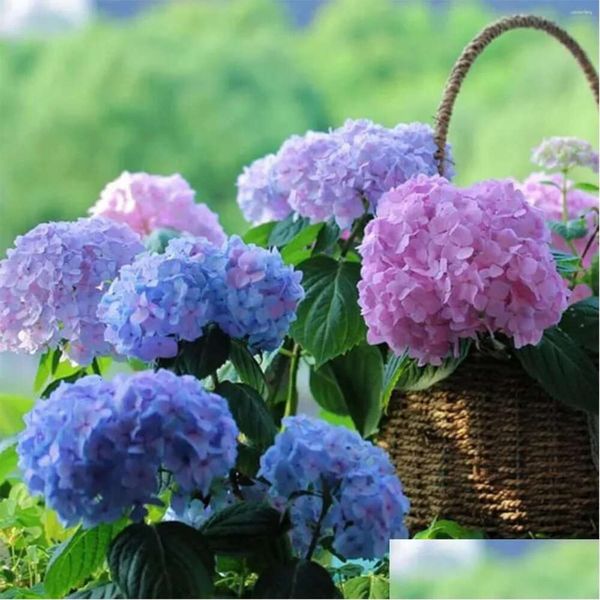 6 Artificial Flowers Decorative Wreaths Bundles Outdoor Hydrangea Fake for Decoration Uv Resistant No Fade Faux Plastic Plants Garden Dhffb
