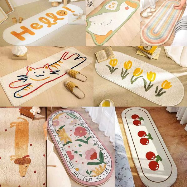 Nordic bedding long blanket Geely carpet anti slip door mat Ro floor mat Rugs bedding Y240102