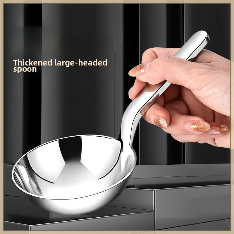 TEMU Stainless Steel Multifunctional Soup Spoon & Ladle - Thickened Large Mouth Design For Easy , Ergonomic Handle, Durable Kitchen Utensil For