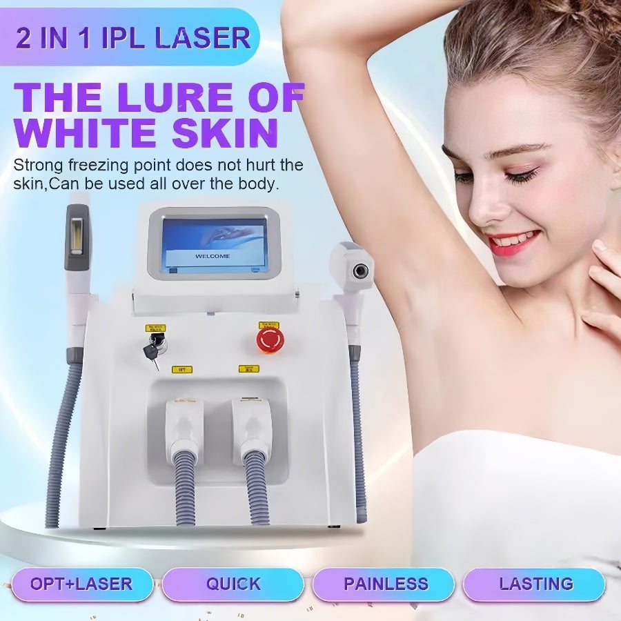 Multifunctional 2 In 1 Nd Yag Laser Hair Removal Freckle Eyebrow Tattoo Removal Machine Suitable for home and beauty salon