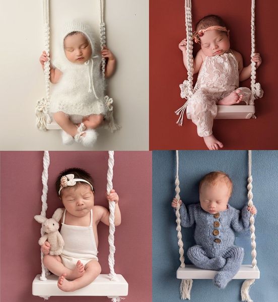 Wooden Baby Swing Chair Set for Newborn Photograpps and Posing Aid Infant Furniture Accessories