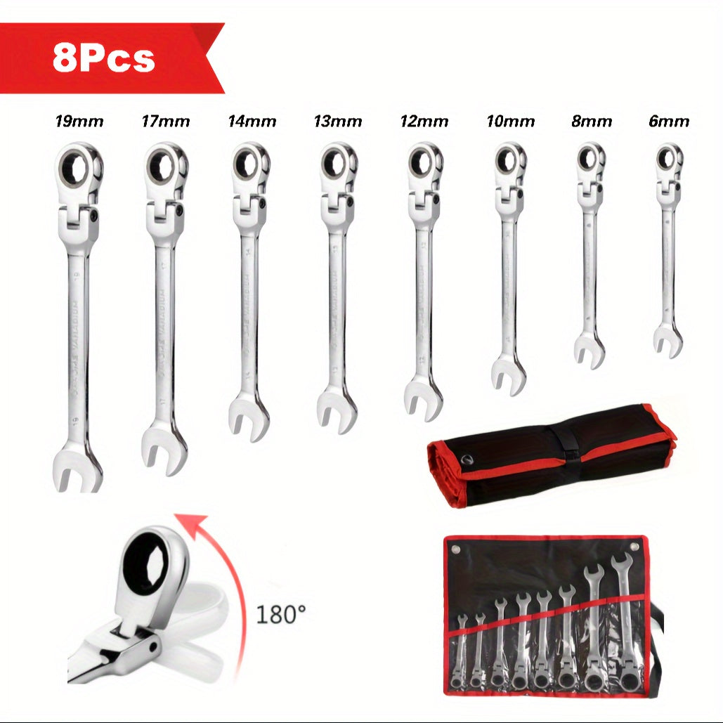 TEMU 6pcs-8pcs-12pcs Combo Ratchet Wrench Set - Socket Wrench Auto Repair Tool, Ratchet Wrench Set, Hand Tool Kit, Easy To Carry - Surprise Gift For