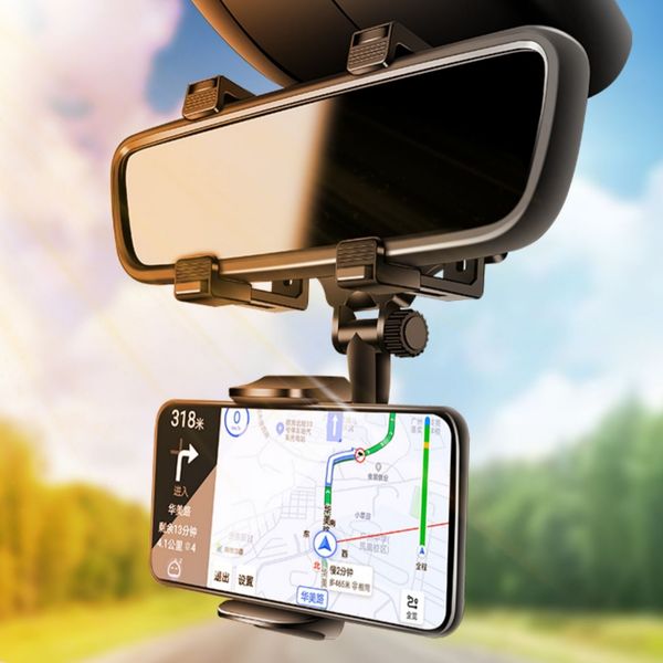 Car Rearview Mirror Mount Car Phone Bracket Navigation GPS Stand Foldable Adjustment Phone Holder Car Car Accessories