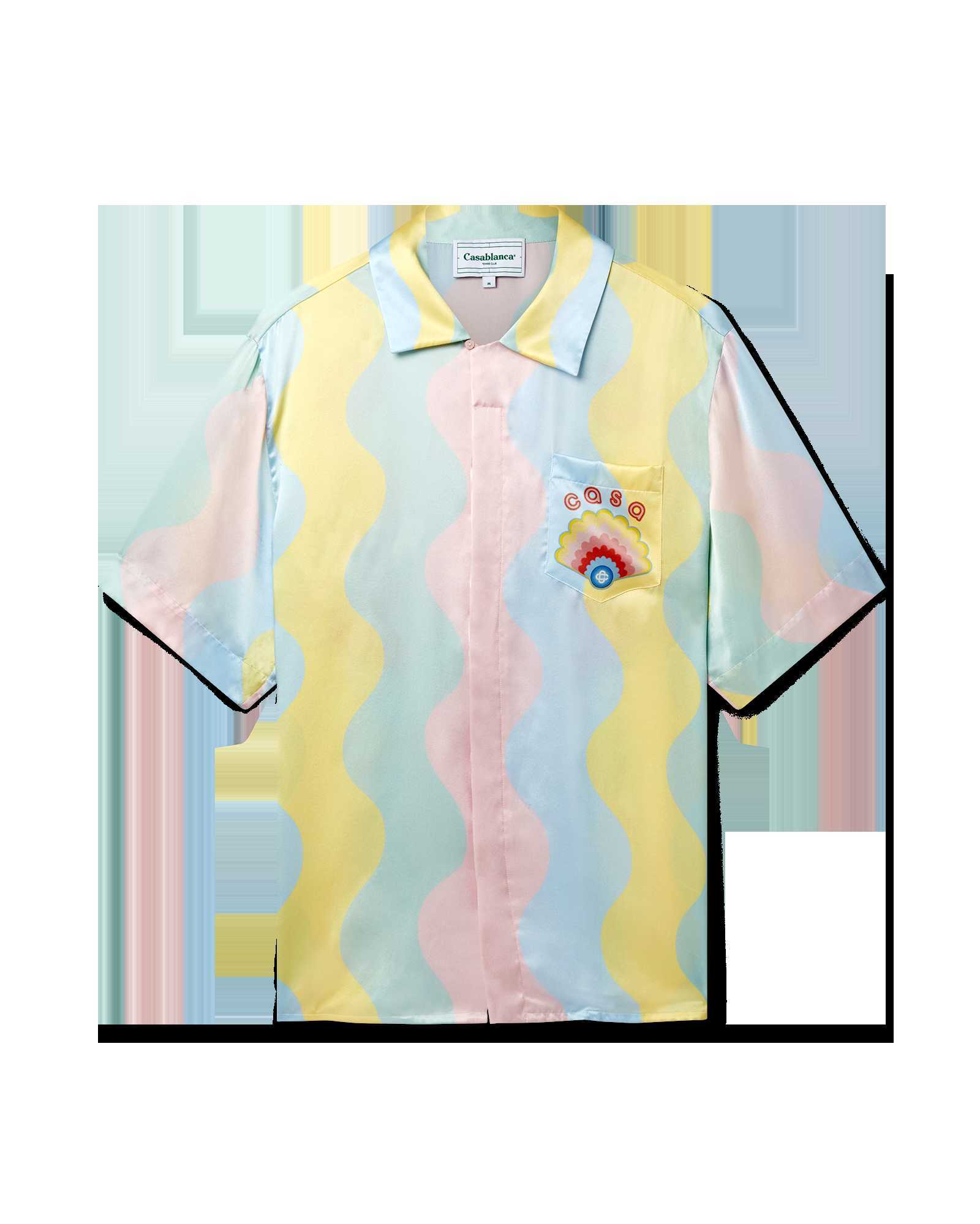 23ss New Casablanca silk casual shirt Men and Women Cream Shell Rainbow Dream Silk Hawaiian Short Sleeve Shirts