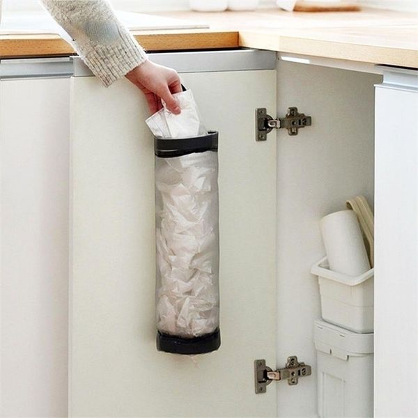 Storage Baskets Kitchen Garbage Organizer Home Wall Mount Plastic Bag Holder Grocery Bag Holder Dispenser Hanging Storage Trash Garbage Bag
