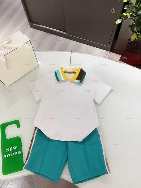Classics baby T-shirt set Multicolor patchwork design collar Summer tracksuits kids designer clothes Short sleeved POLO shirt and shorts