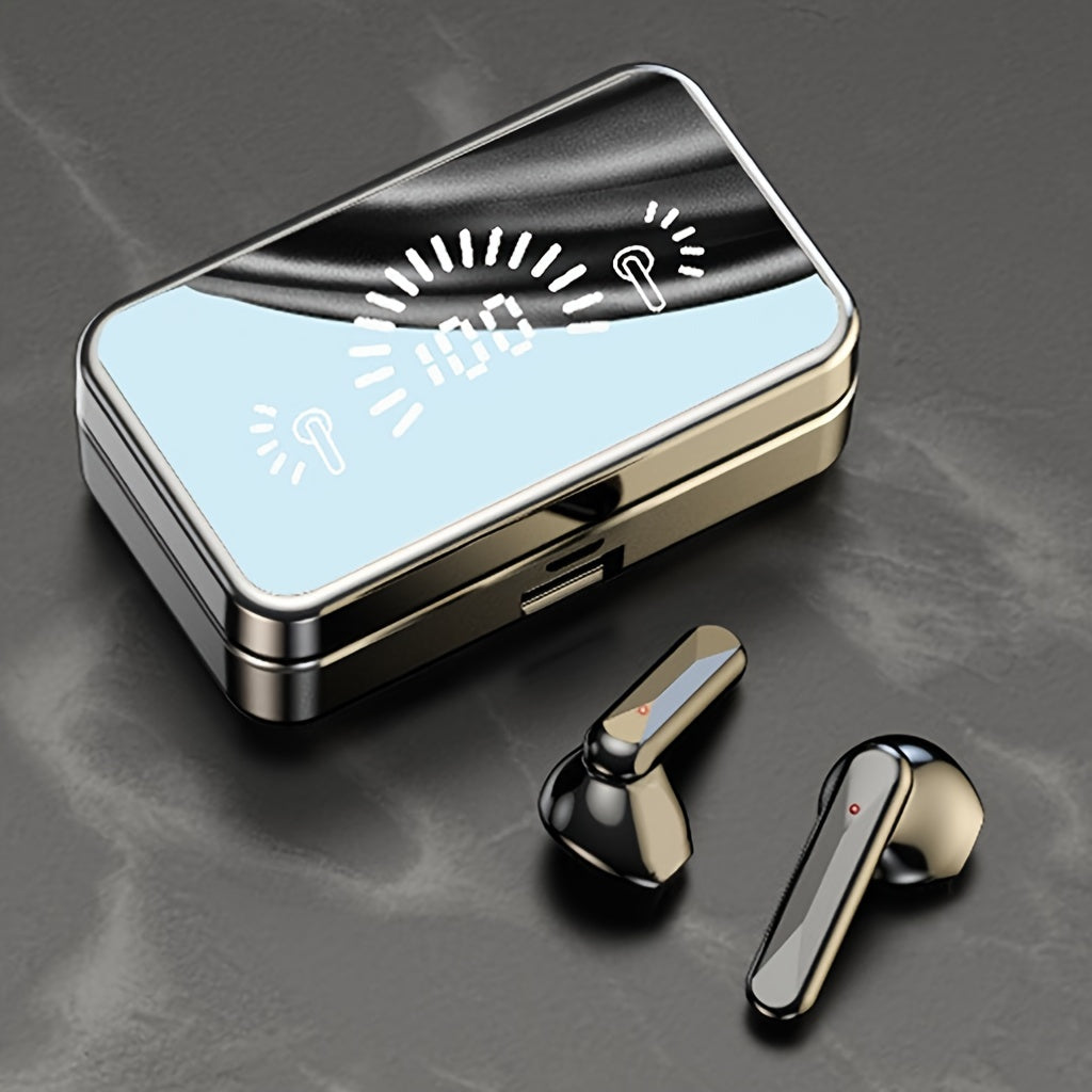 TEMU Mirror Wireless Bt Earphones Without Led Display, Hifi Stereo Music Earbuds, Sports Gaming Earphones