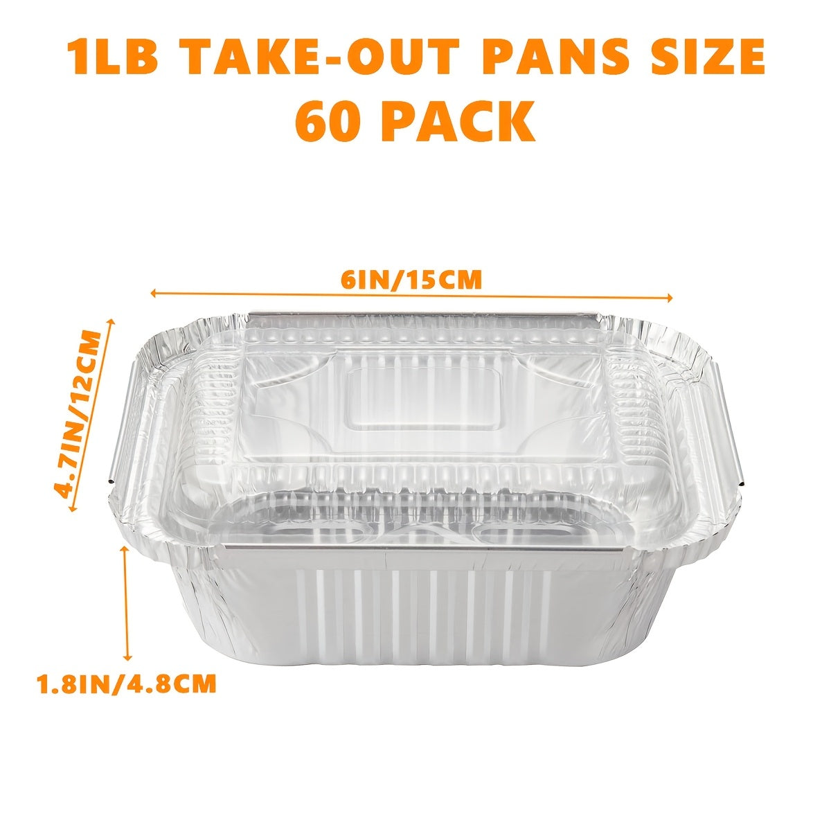 TEMU 60 Pack 1 Lb Small Aluminum Pans With Lids Foil Pans + Clear Plastic Lids, Disposable Cookware, Takeout Trays With Lids - To Go Disposable Food