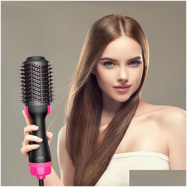 Brushes Retail 1000W One Step Dryer Volumizer Electric Blow Hot Air Brush Straightener Curler Comb And Styler Drop Delivery Products Dhcgd