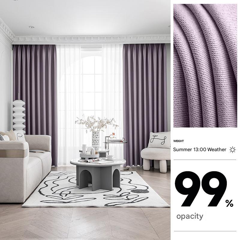 YL-36843 thick double-sided linen blackout curtain project hotel school sound insulation heat insulation blackout cotton linen curtain finished prod