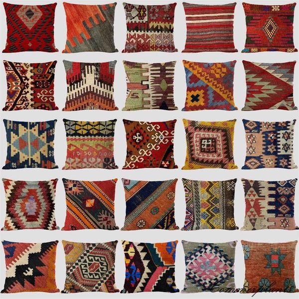 pillowcase 45x45cm patterned linen cushion box multi-color abstract ethnic geometric printing decorative box living room sofa X241018