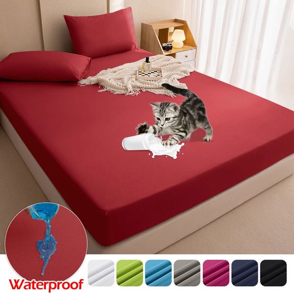 Waterproof Mattress Breathable Easy To Clean Bedspreads Healthy Anti-bacteria Bed Cover Non-slip Fitted Double Bed Sheet 180x200 250113