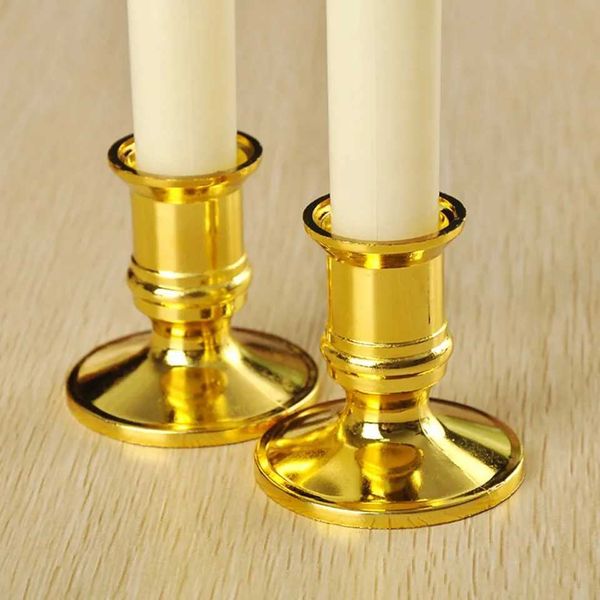 Candle Holders 2pcs Candle Holder Candle Base Plastic Candlestick Silver Gold Conical Various Festivals Fireplace Holder For Electronic Cand