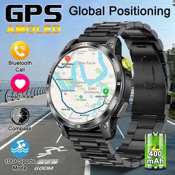High Quality New GPS Outdoor Professional Sports Smart Watch Mens Heart Rate BT Call 3ATM Waterproof Swimming Fitness Smart Watch O241213