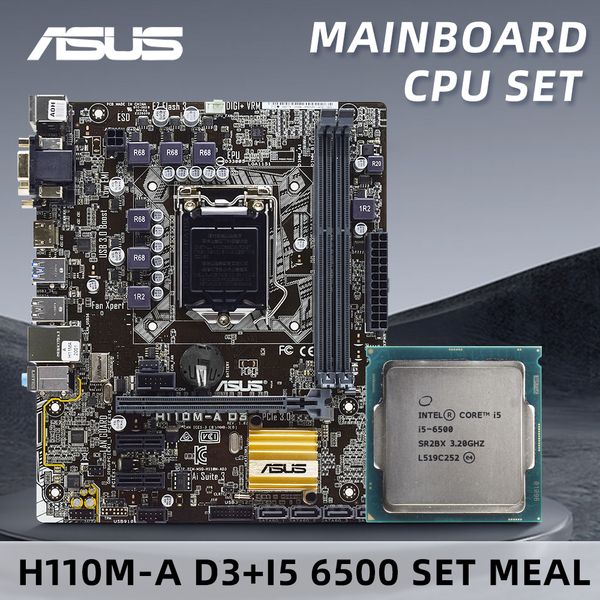 ASUS H110M-A D3+i5 6500 Motherboard DDR3 Kit with Intel H110 Chipset Built-in Graphics Chip Gigabit LAN Supports Core i7 i5 i3