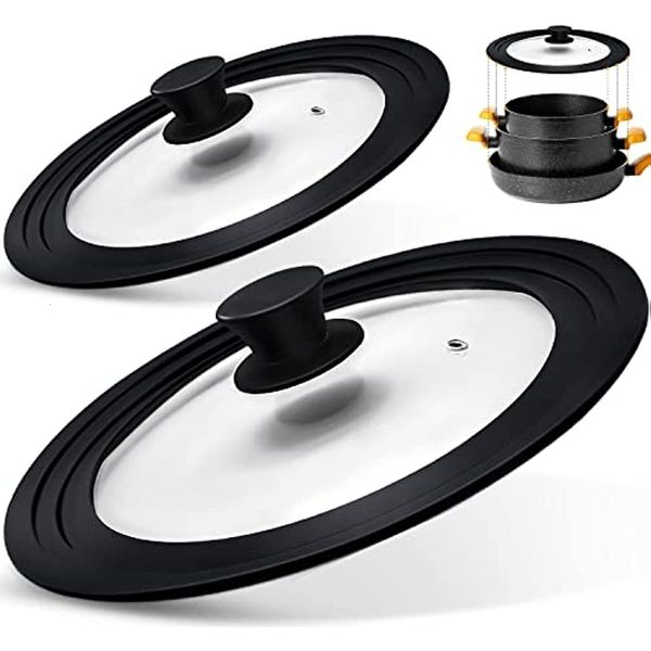 Cookware Parts 16222832cm Silicone Glass Covers Pans Skillets Multifunctional Adaptable Lids Stove Round Protector Caps Kitchen Accessories