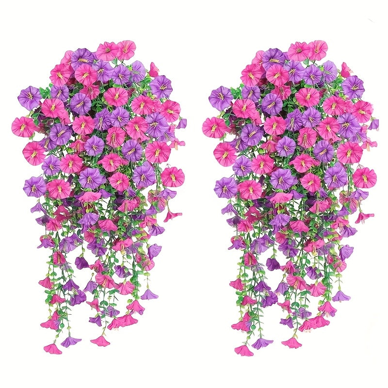 TEMU 2 Hanging Flowers, Mixed Textile And Eucalyptus Leaves, Uv Resistant, Real Artificial Plants, Suitable For Outdoor Home, Office And Garden