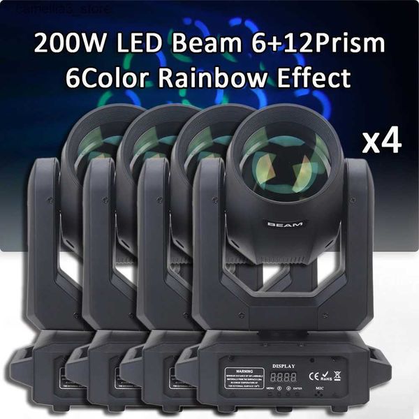 Lights 4Pcs-Lot 200W LED Spot Beam Moving Head 6+12 Rotating Prisms DMX512 Stage Light EffectFor Live Show DJ Nightclub Party Q231107