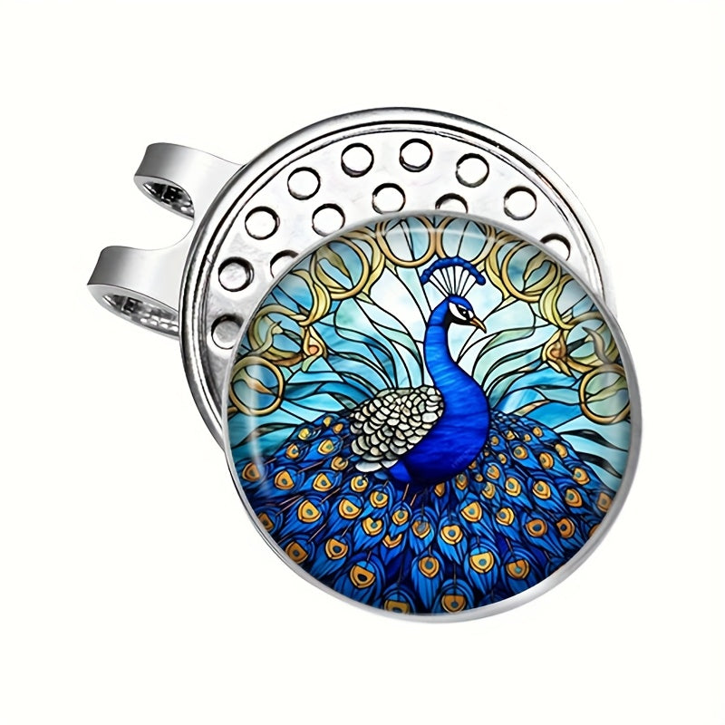TEMU Jweijiao Peacock Magnetic Golf Hat Clip & Ball Marker – Bohemian Style, Vibrant Design With Glass Inlay, Easy- & , Perfect , Peacock Decor