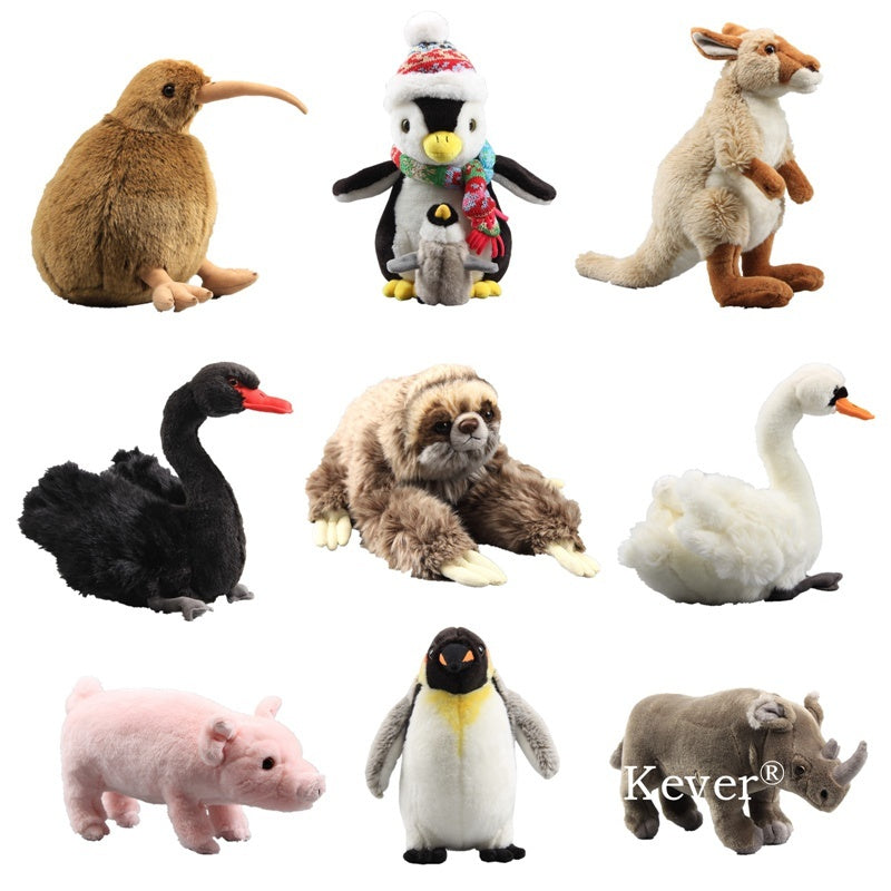 16 Styles Three Toed Sloth Penguins Fluffy Cuddly Plush Toy Stuffed Animals Black Swan Kiwi Plushy Simulated Soft Dolls 18-36cm