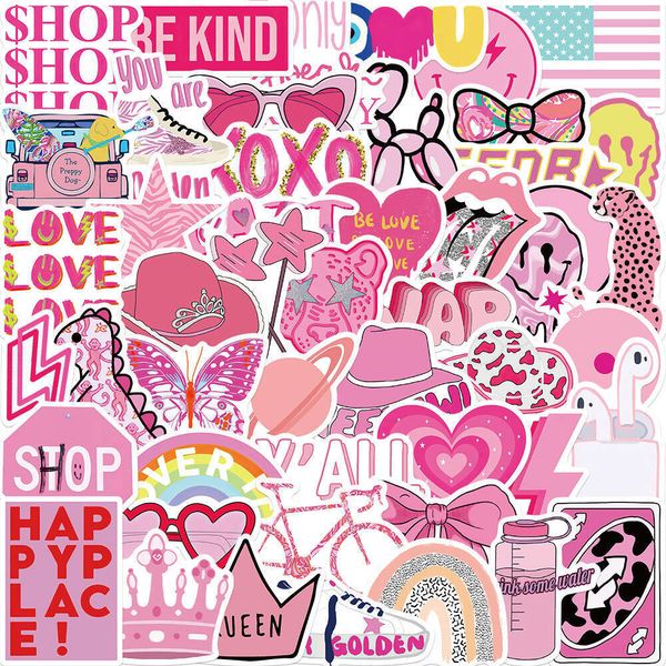50Pcs Cartoon Preppy Style Stickers Decorative Label For Lage Laptop Guitar Notebook Skateboard PVC Waterproof Sticker