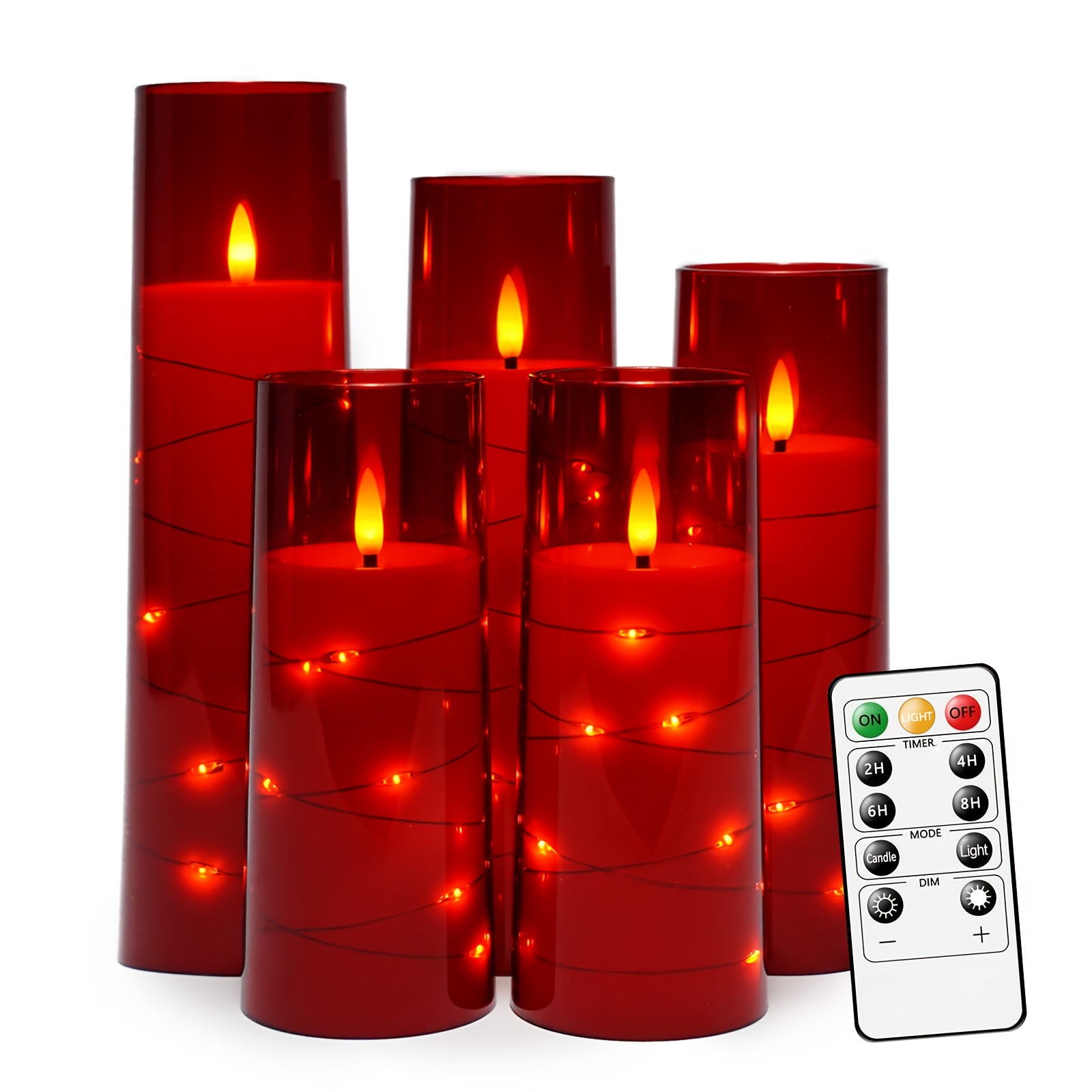 TEMU Nimiko 5pcs Led Flameless Candle Battery-powered Candles With Embedded Star Strings, Acrylic Led Cylindrical Candles With Remote Control And