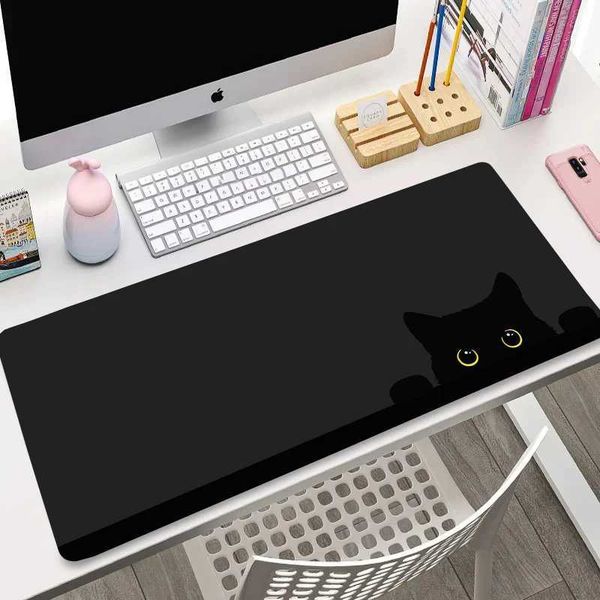 Kawaii Black Kitten Mouse Pad Large Cute Game Keyboard Mat XxL Computers Accessories Table Pads Girl Home Bedrooms Carpet Mats Y240821