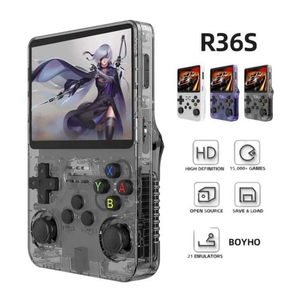 Portable Game Players Blk Linux 64GB 3.5-inch IPS screen R36S retro handheld video game console 15000+games H250114