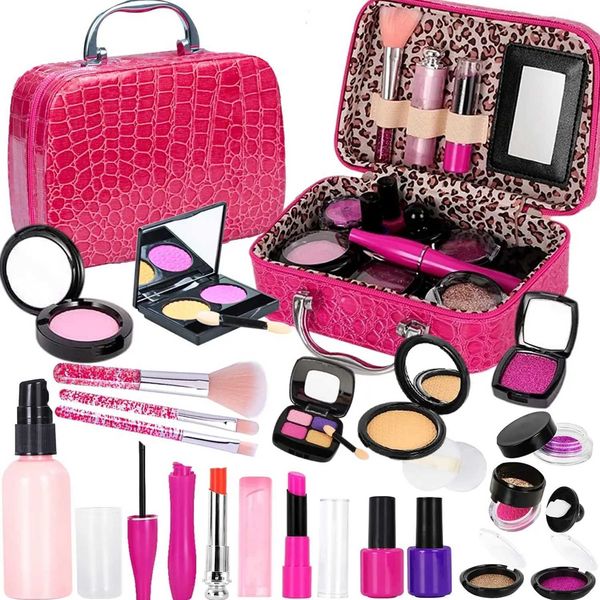 Beauty Fashion Childrens simulated makeup kit washable toy cosmetics set with lipstick nail varnish eye shadow and makeup brush gifts H24101