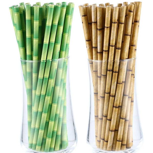 50Pcs Creative Panda Bamboo Paper Straws Bar Juice Drinking Disposable Straw for Baby Shower Birthday Party Wedding Decoration Y240801