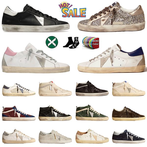2025 Top One Designer Plowers Sneakers Golden Super-Star Shoes Mid Sabot Leather Itália Dirty Shoe Brand Menm Men Men Black Ball Ball Casual