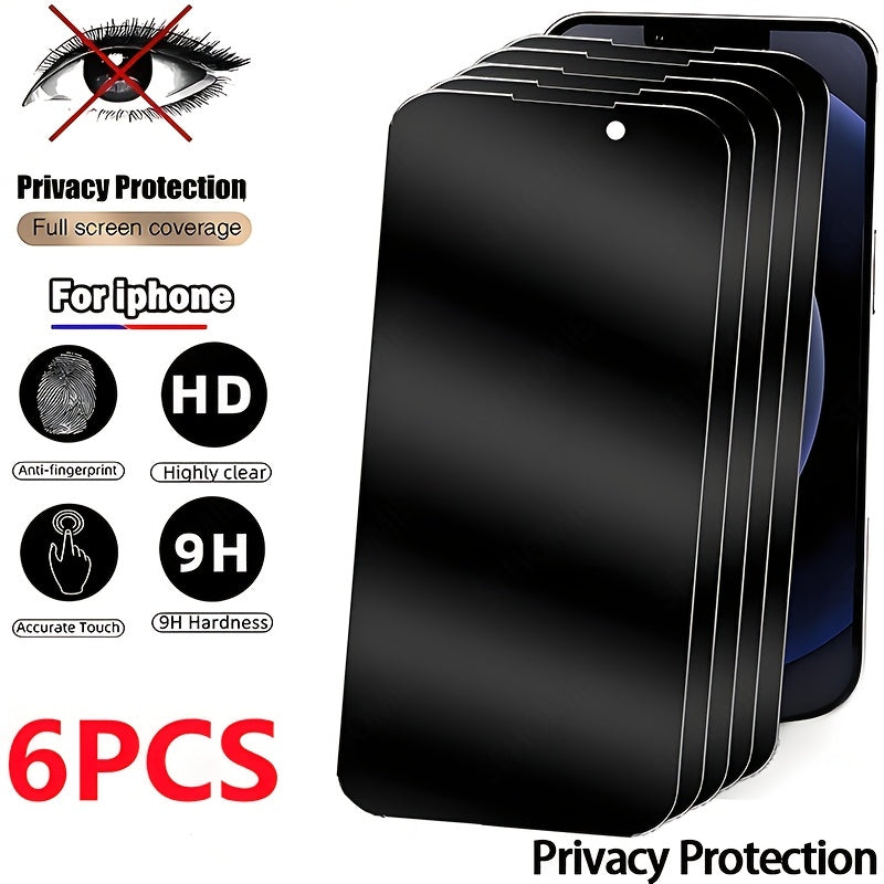 TEMU 6pcs Full Cover Privacy Protection Screen Protector For Iphone 11 12 13 Pro Max Glass Privacy Protection Tempered Glass For Iphone 11 12 13 Plus