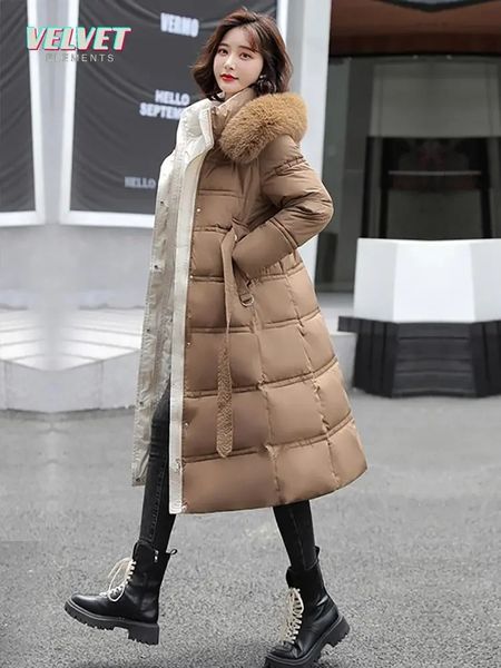 Women&#039;s Jackets V E 2023 Winter Long Parkas for Women Hooded Fur Collar High Quality Warm Thick Female Coat Snow Wear Jacket Clothes Wi