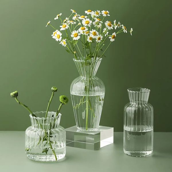 Vases Nordic Glass Vase Home Decoration Accessories Ins Transparent Plant Hydroponic Bottle Living Room Wedding Table Decor 231101