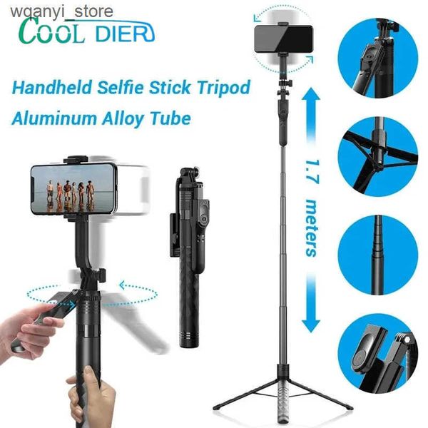 Selfie Monopods COOL DIER new 1.7M wireless selfie stick tripod foldable stand used for action cameras smartphones balanced and stable shoot
